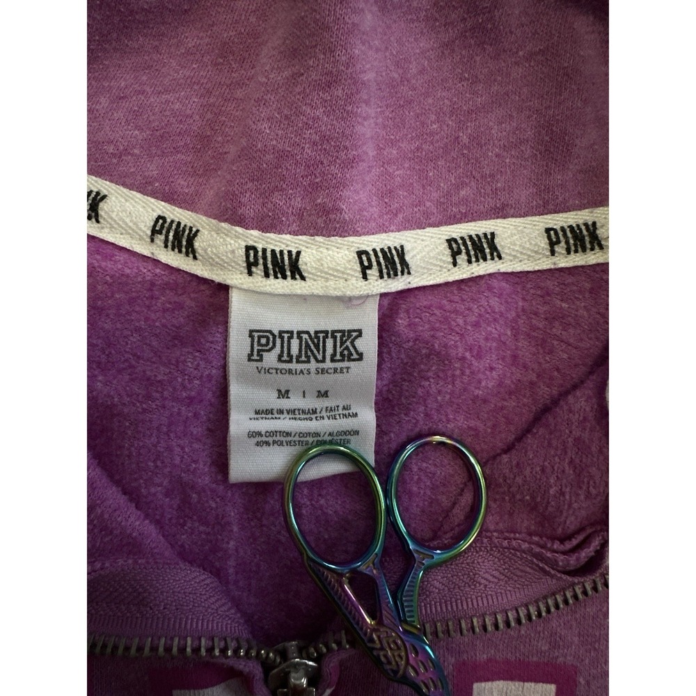 PINK Victoria's Secret Quarter Zip Pullover Sweatshirt Pink Women's Size Medium - Picture 7 of 14